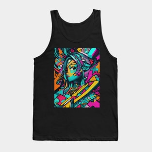 Girl In Urban WallStyle - AI Art Tank Top